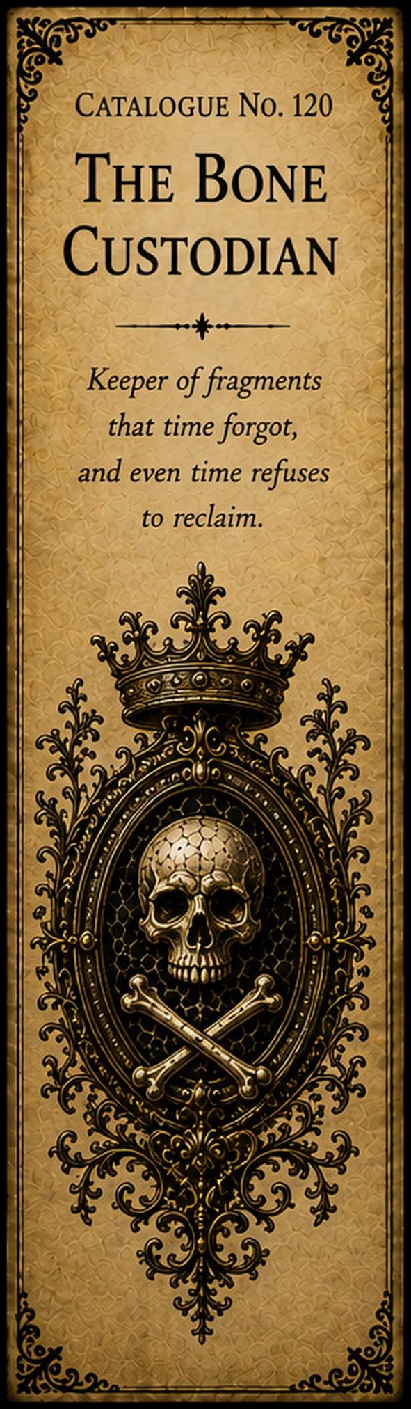 Bone Custodian | Dark Academia Bookmarks - Digital Download | Antique Gold On Black, Set Of 5