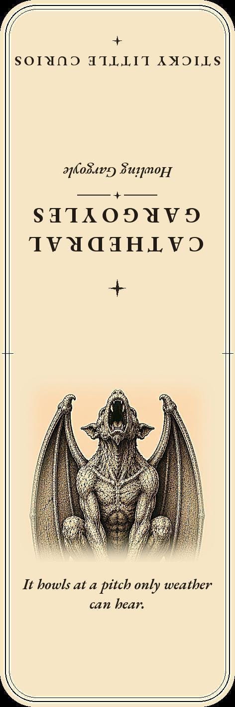 Cathedral Gargoyles Bookmark, Dark Academia Sentinels | Gothic Stone Creature Art | Handmade Page Marker, Literary Gift