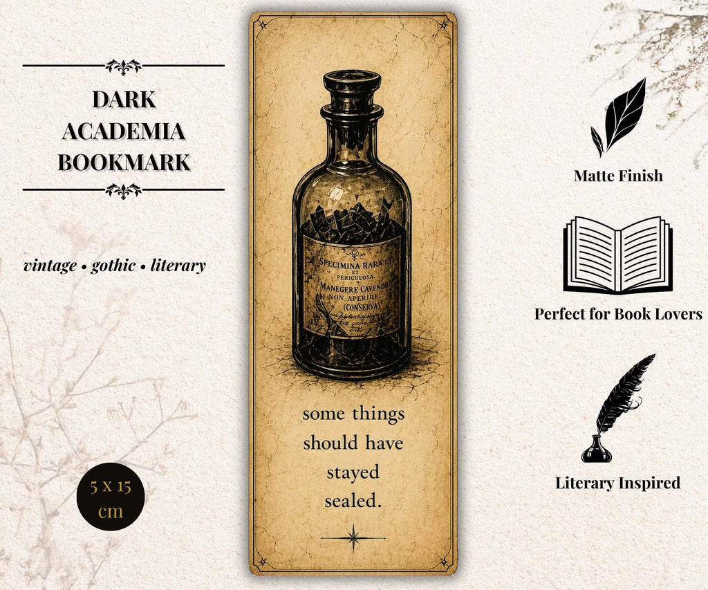 Gothic Academia Bookmark | Beetle Moon Skull, Black Gold Occult Symbolism, Dark Reader Gift