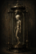 Biomechanical Specimen Phone Wallpaper | Dark Academia Surreal Anatomy | Brass Bone Machinery | Steampunk Lock Screen