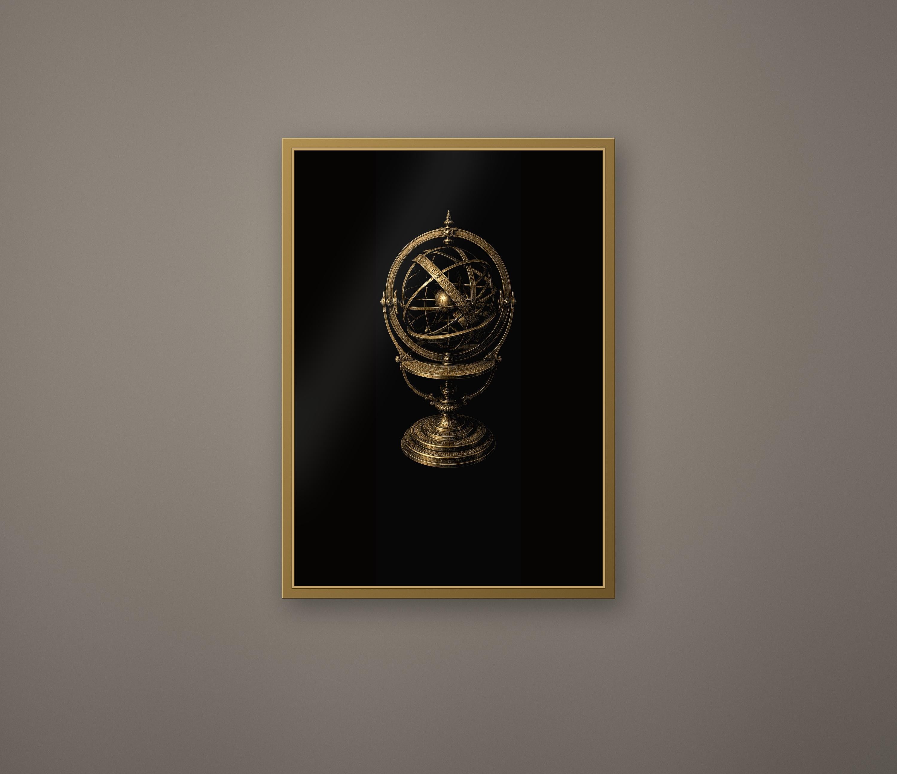 Forgotten Observatory: Dark Academia Celestial Prints | Gold On Black | Orrery Wall Art | Astronomy Digital Download