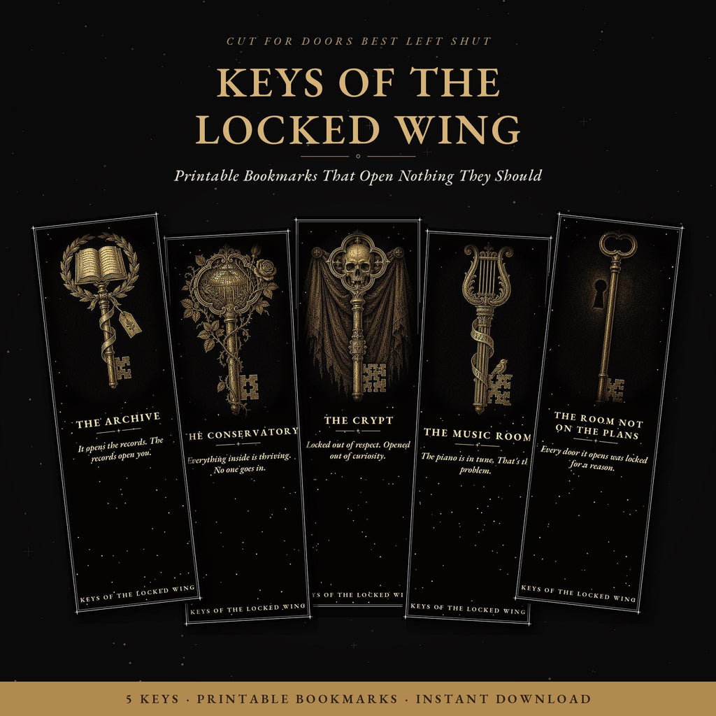 Keys of the Locked Wing Bookmark | Dark Academia Skeleton Key Bookmark | Standard or Magnetic Page Marker