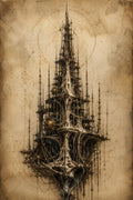 Spires III Biomechanical Wallpaper | Dark Academia Lock Screen | Brass Bone Anatomy | Gothic Sci-Fi Digital Download