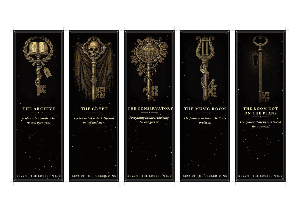 Keys of the Locked Wing Printable Bookmarks | Dark Academia Gothic Bookmark Set | Skeleton Key Digital Download