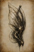Winged Form, Biomechanical Dark Academia | Gothic Sci-Fi Wallpaper | Brass Anatomy Engine | Surreal Lock Screen
