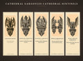 Cathedral Gargoyles Bookmark, Dark Academia Sentinels | Gothic Stone Creature Art | Handmade Page Marker, Literary Gift