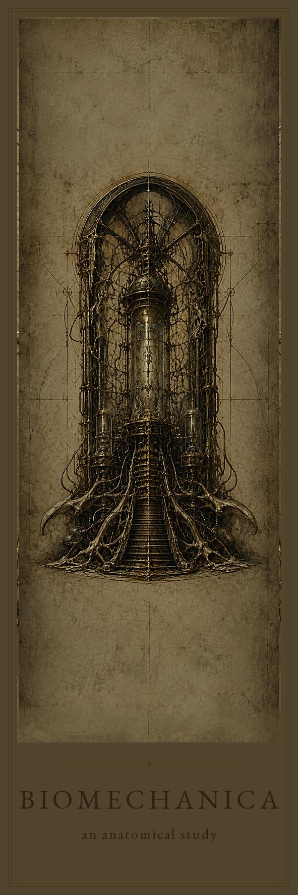 Curiosities Biomechanical Bookmark, Dark Academia Gothic | Anatomical Art Page Marker | Standard or Magnetic