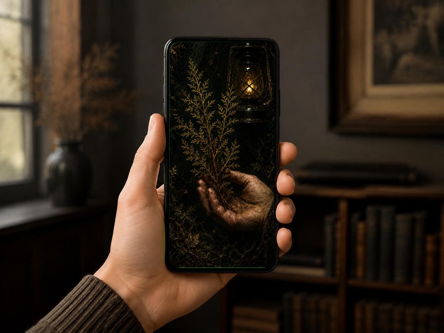 Nocturnal Foraging, Goblincore Lock Screen | Moth & Lantern Wallpaper | iPhone, Android Digital Set
