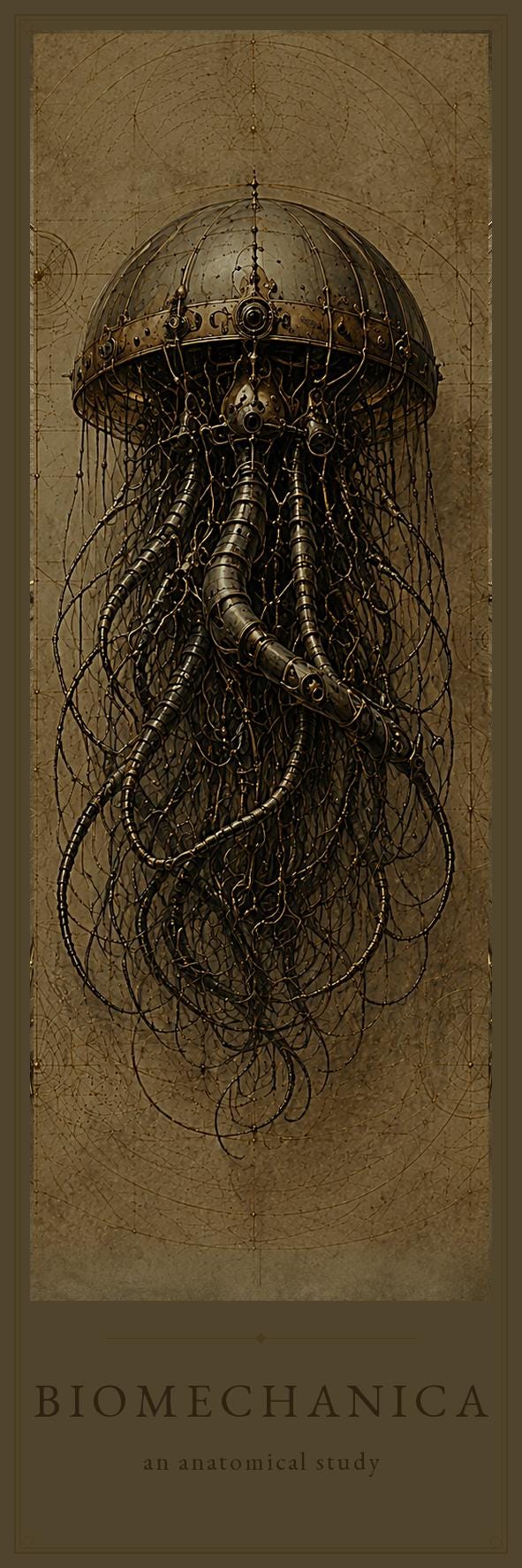 Jellyfish Biomechanical Bookmark, Dark Academia Gothic | Anatomical Art Page Marker | Magnetic or Standard