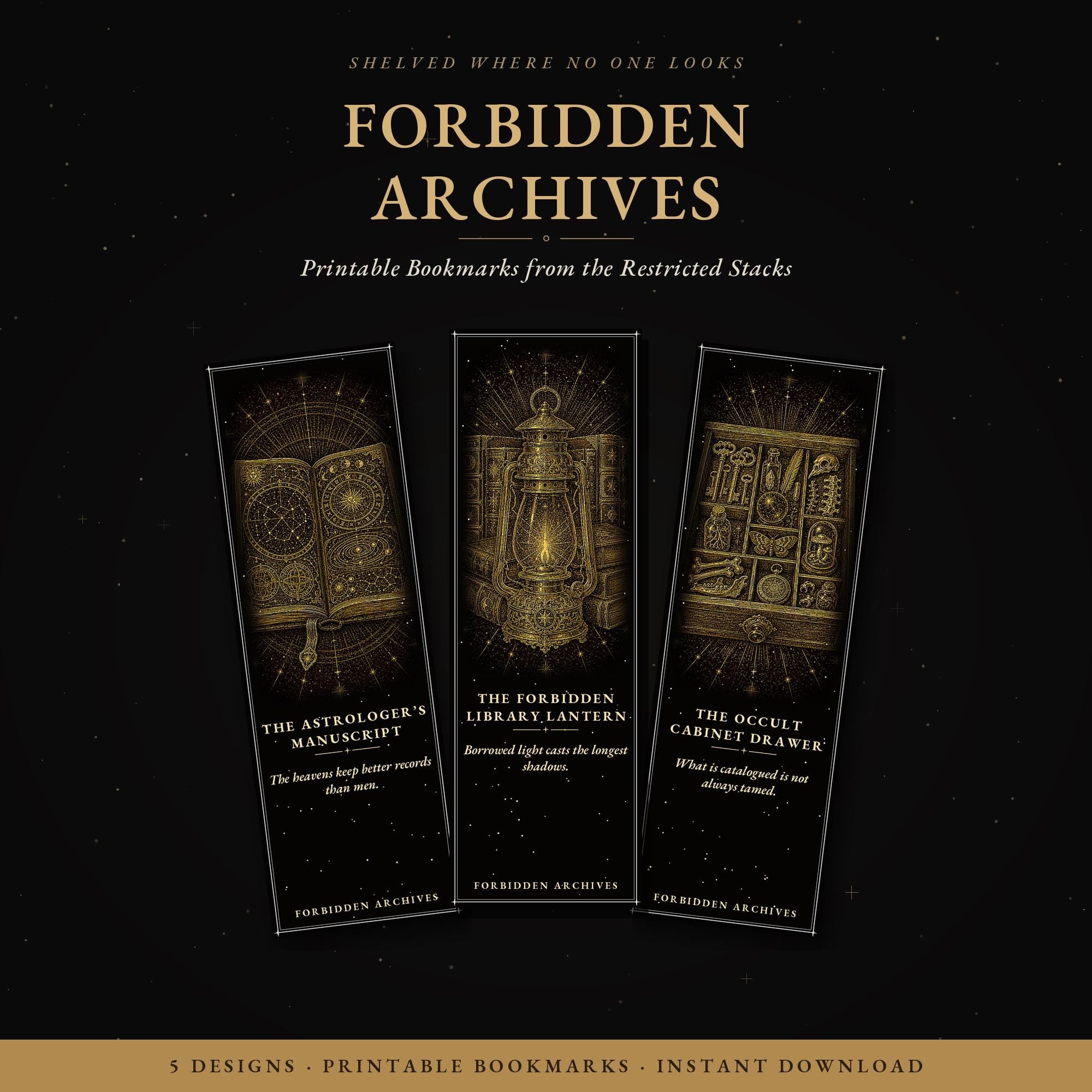 Forbidden Archives Bookmark | Dark Academia Occult Library Bookmark | Standard or Magnetic Page Marker