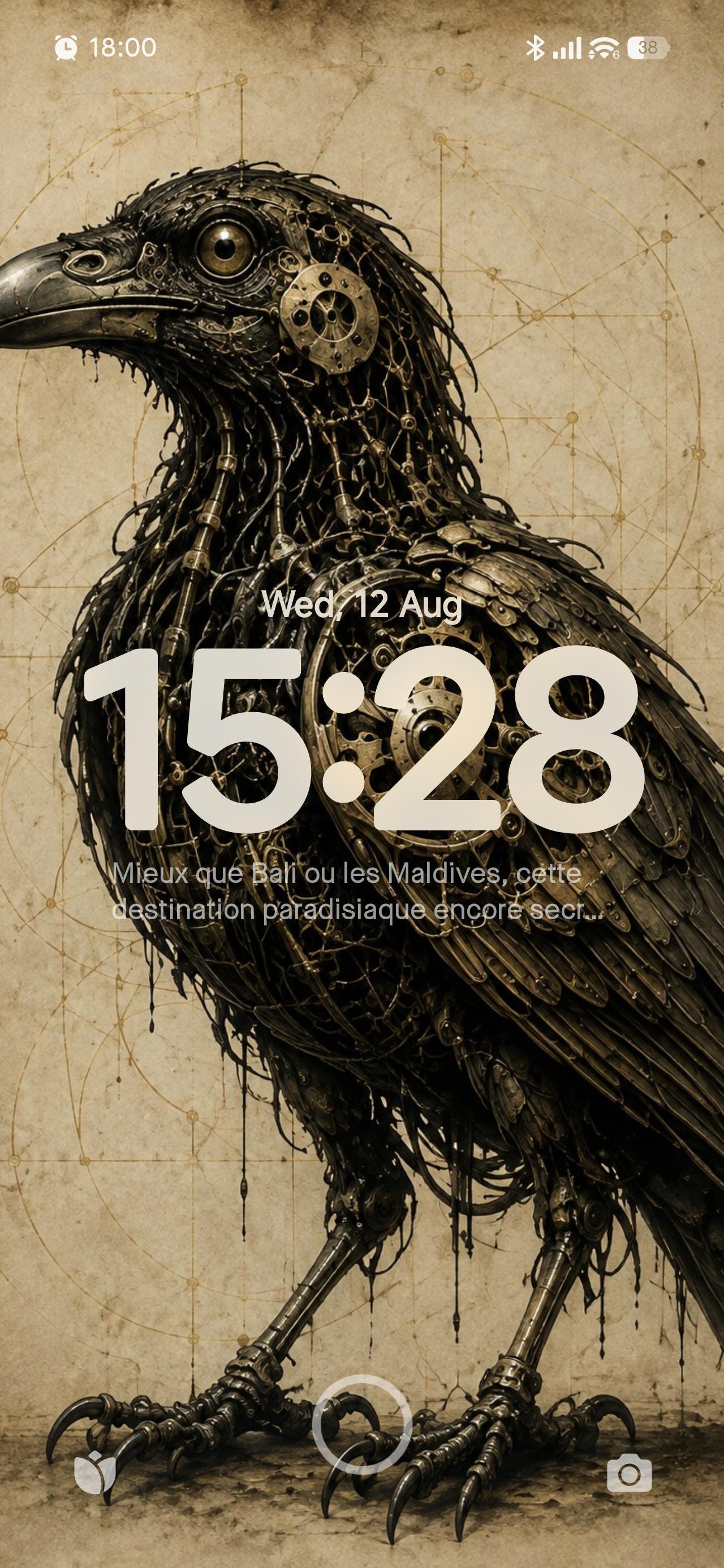 Raven, Biomechanical Specimen | Dark Academia Surreal | Lock Screen Wallpaper | Gothic Sci-Fi | Instant Download