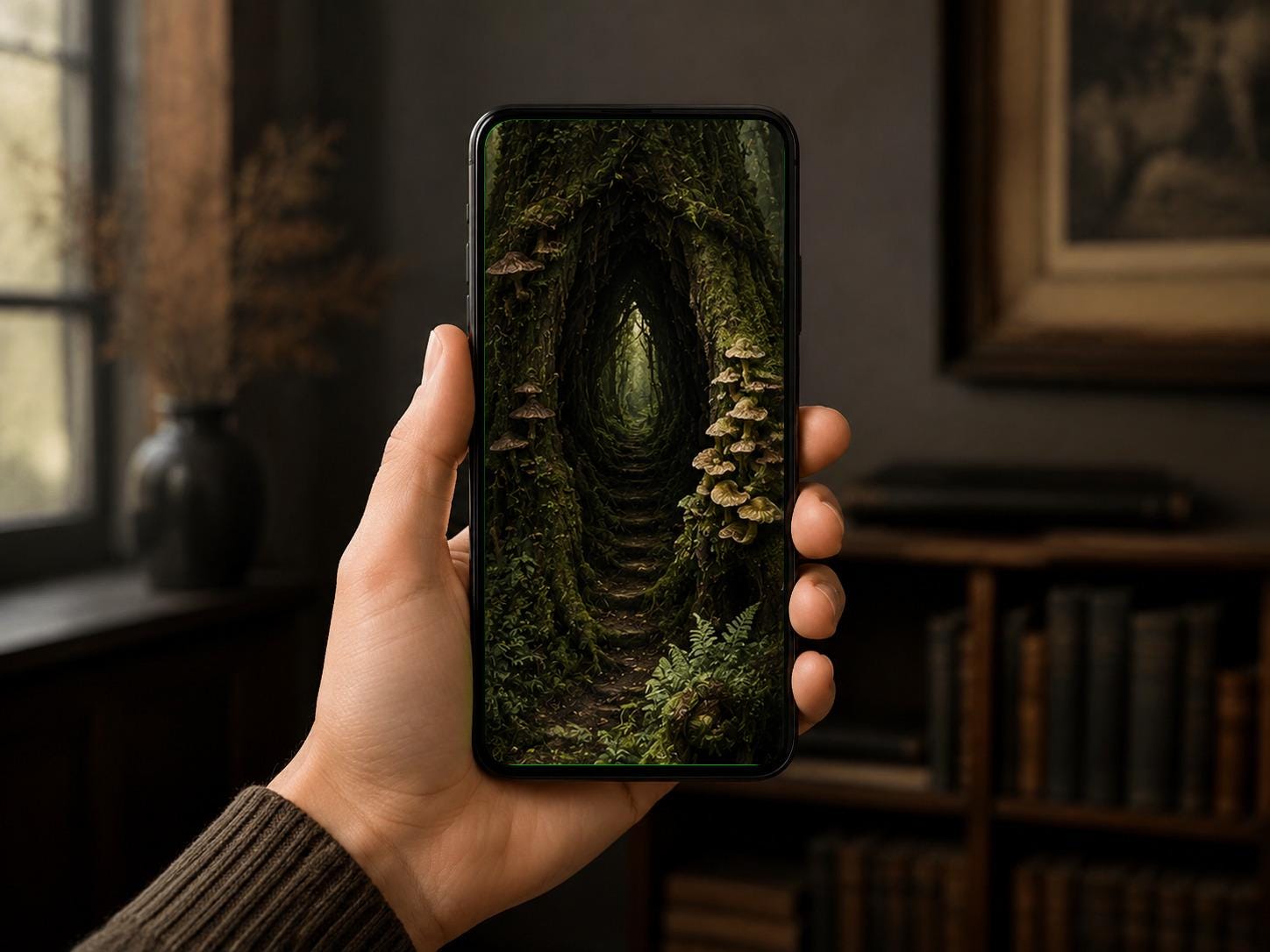 Forgotten Forest Phone Wallpaper Bundle, Goblincore Lock Screen | Moody Woodland Art | Digital Download