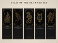 Atlas of the Drowned Sky Bookmark, Dark Academia | Gold Constellation Art | Celestial Page Marker, Handmade