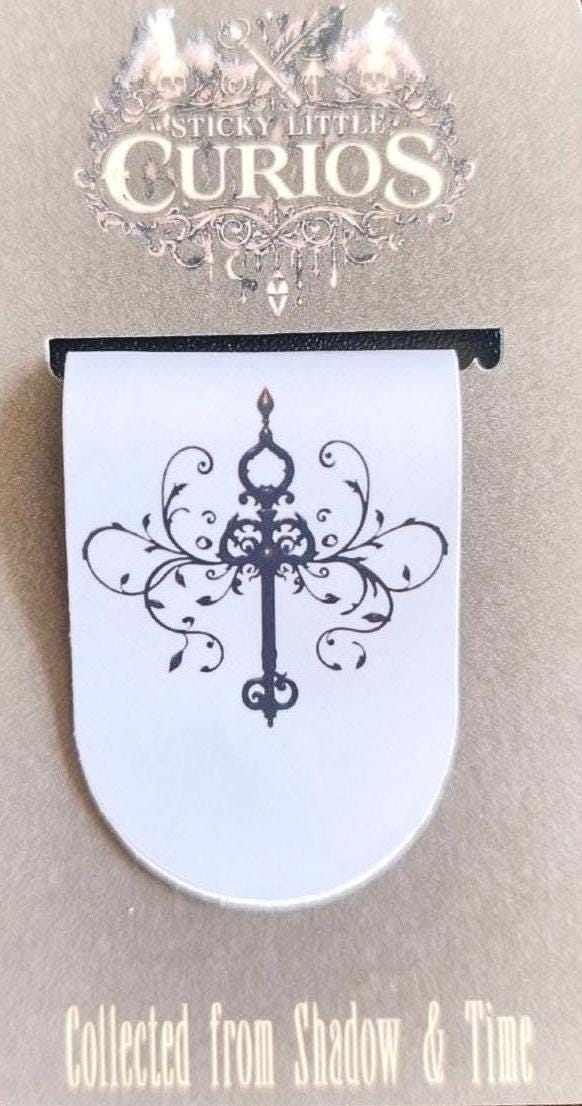 Dark Academia Magnetic Bookmark | Ornate Skeleton Key | Gothic Witchy Stationery | Folded Magnetic Page Marker