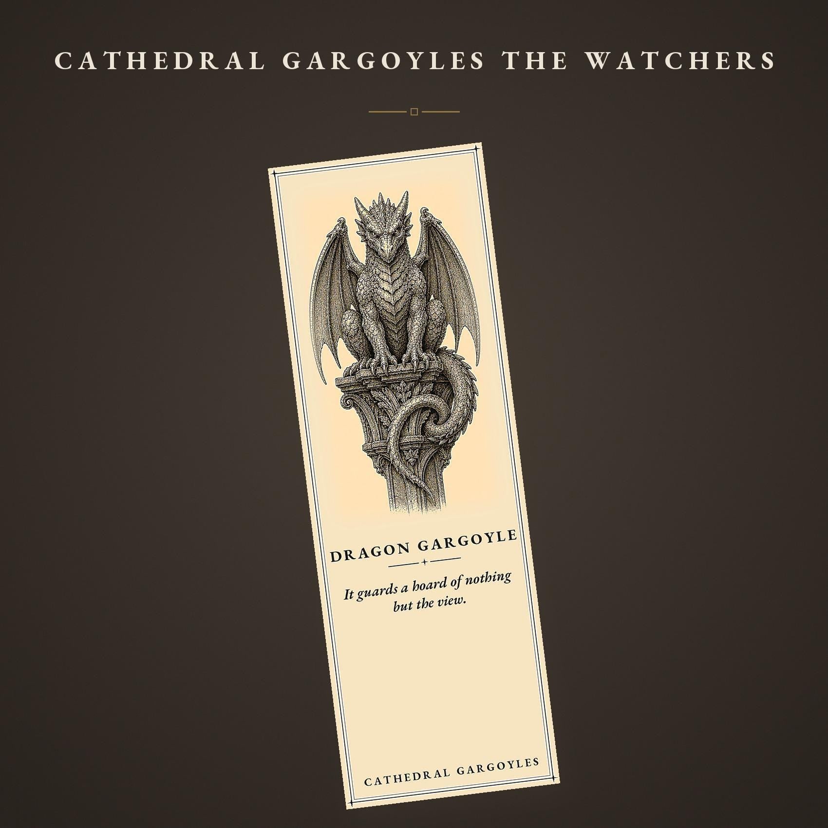 Cathedral Gargoyles The Watchers Bookmark | Dark Academia Gargoyle Bookmark | Standard or Magnetic Page Marker