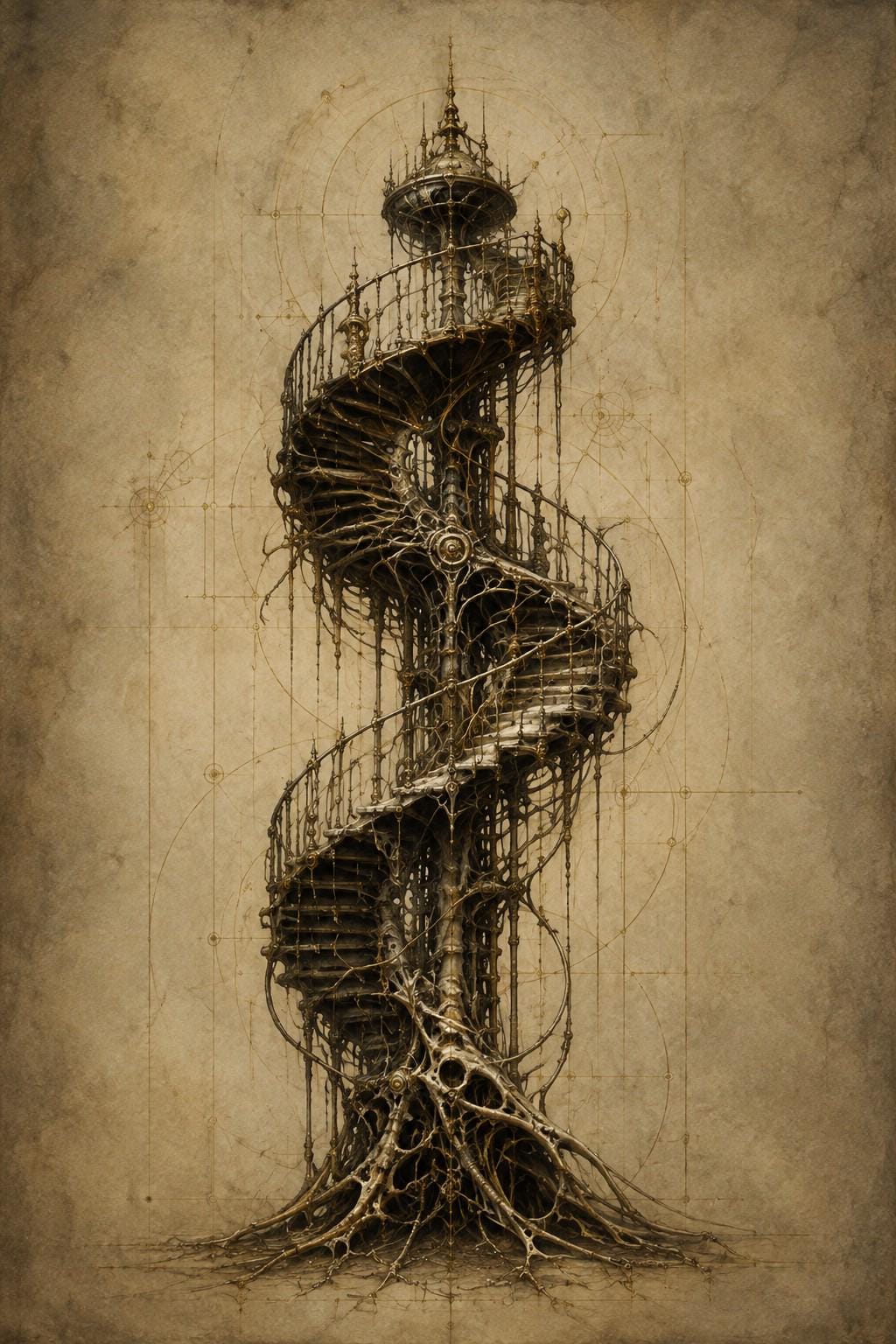 Towers & Spires Biomechanical Phone Wallpaper | Dark Academia Lock Screen | Gothic Sci-Fi Digital Art | Instant Download