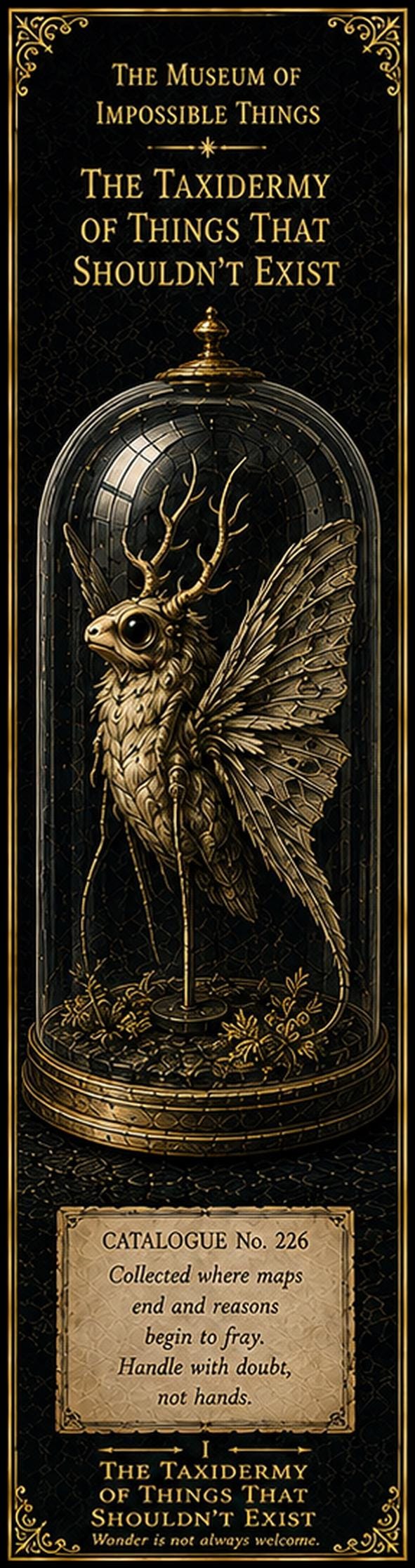 The Taxidermy of Things That Shouldn't Exist, Gothic Printable Bookmarks | Dark Academia | Antique Gold, Collector Gift