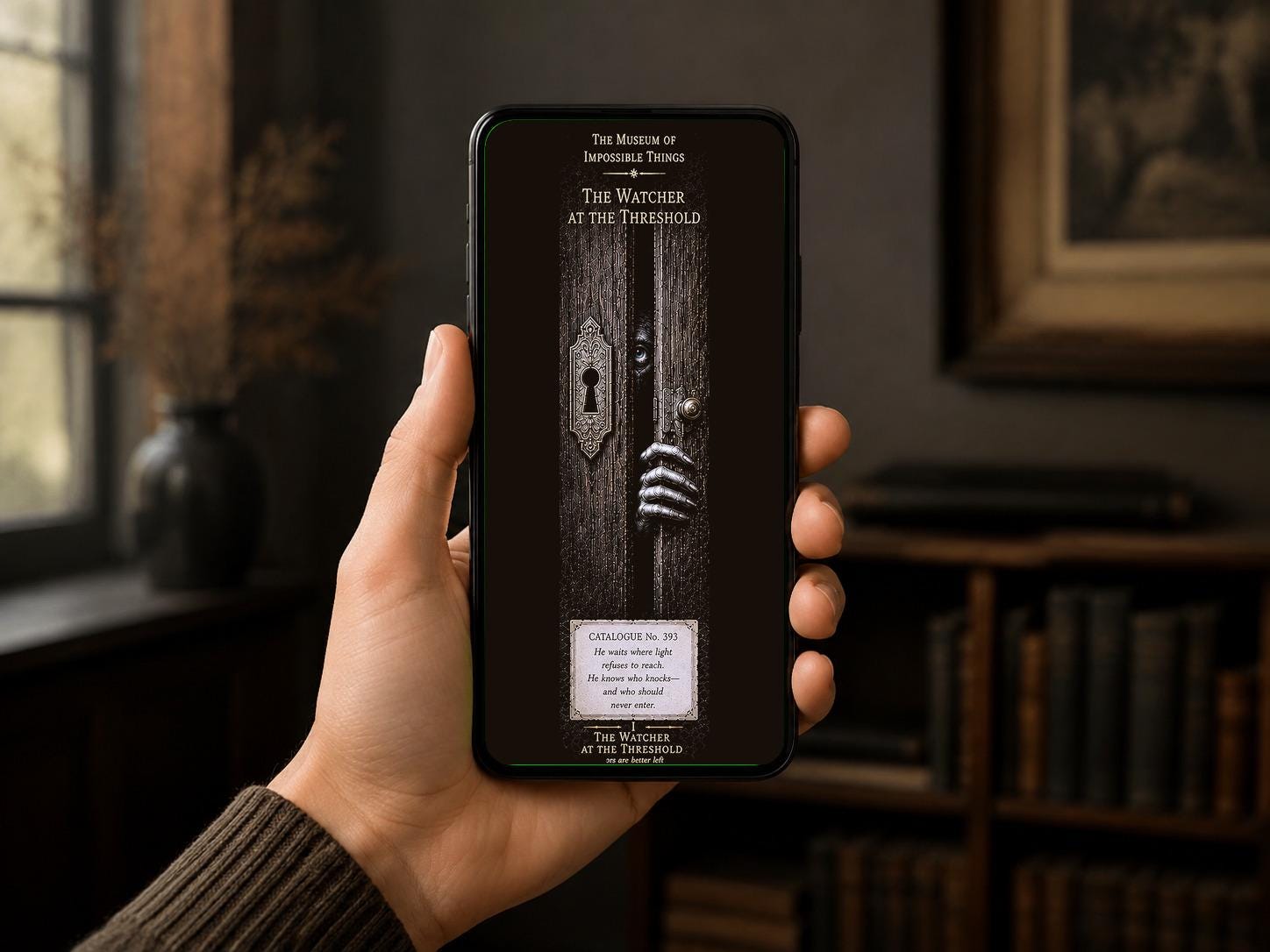 The Watcher at the Threshold Phone Wallpaper | Dark Academia Lock Screen, Esoteric Digital Bundle