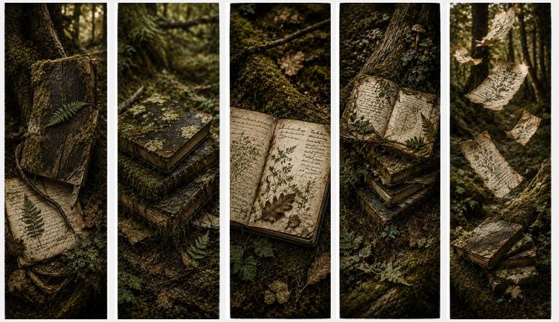 Goblincore Bookmarks Set | Dark Cottagecore Woodland Botanicals (Digital Download)
