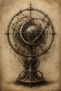Curiosities Biomechanical Phone Wallpaper | Dark Academia Lock Screen | Gothic Sci-Fi Digital Art | Specimen Design