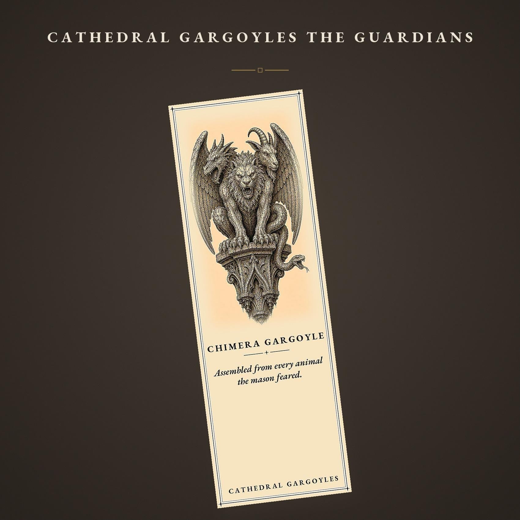Cathedral Gargoyles The Guardians Bookmark | Dark Academia Gargoyle Bookmark | Standard or Magnetic Page Marker