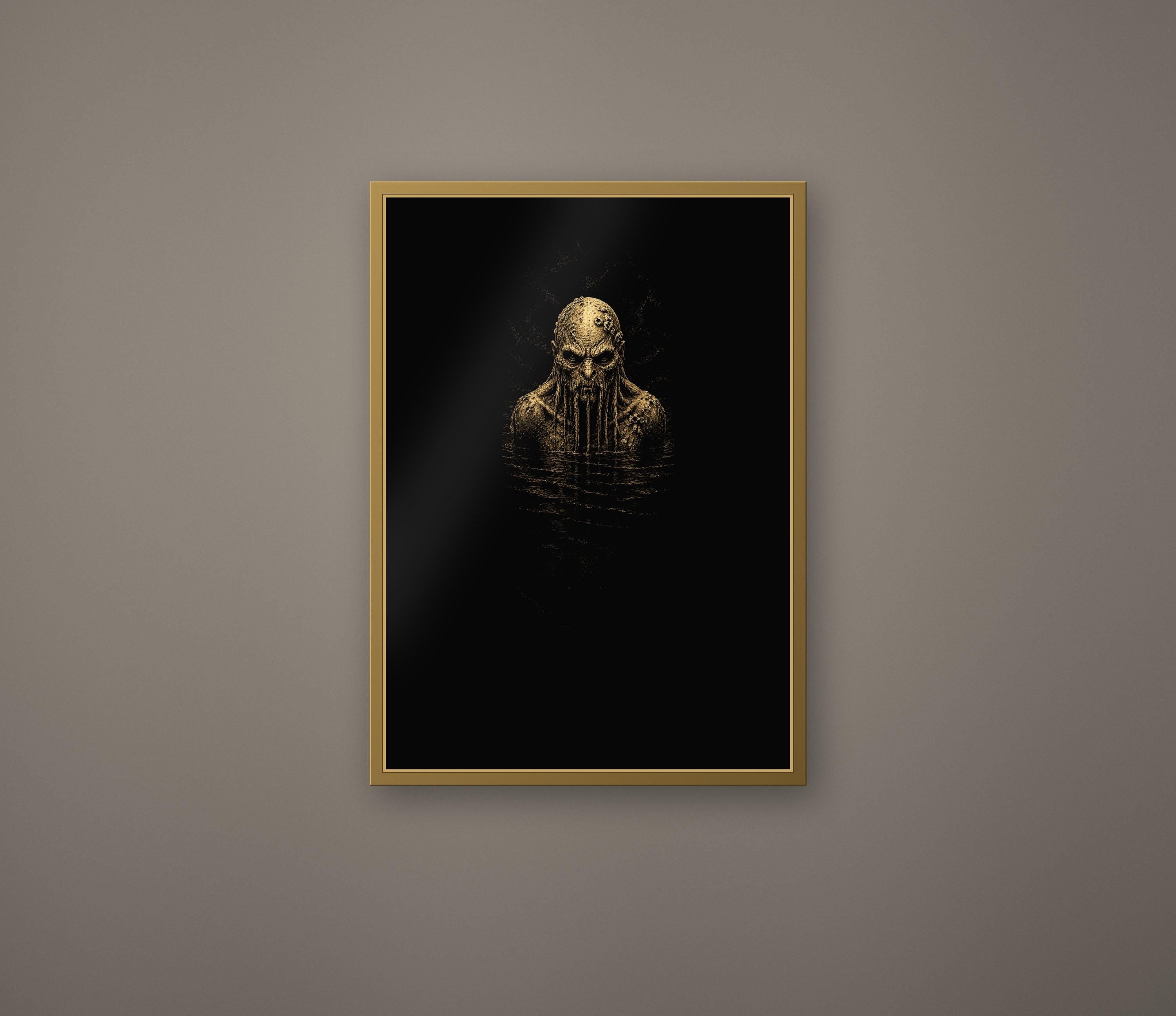 Deep Sea Horror Print: Ancient Rising - Dark Academia Cosmic Art | Printable Digital Download | Gothic Deep Water Aesthetic