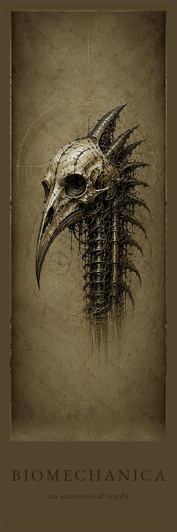 Ravens & Bird Skulls Biomechanical Bookmark | Dark Academia Gothic | Magnetic Page Marker | Anatomical Art for Book Lovers