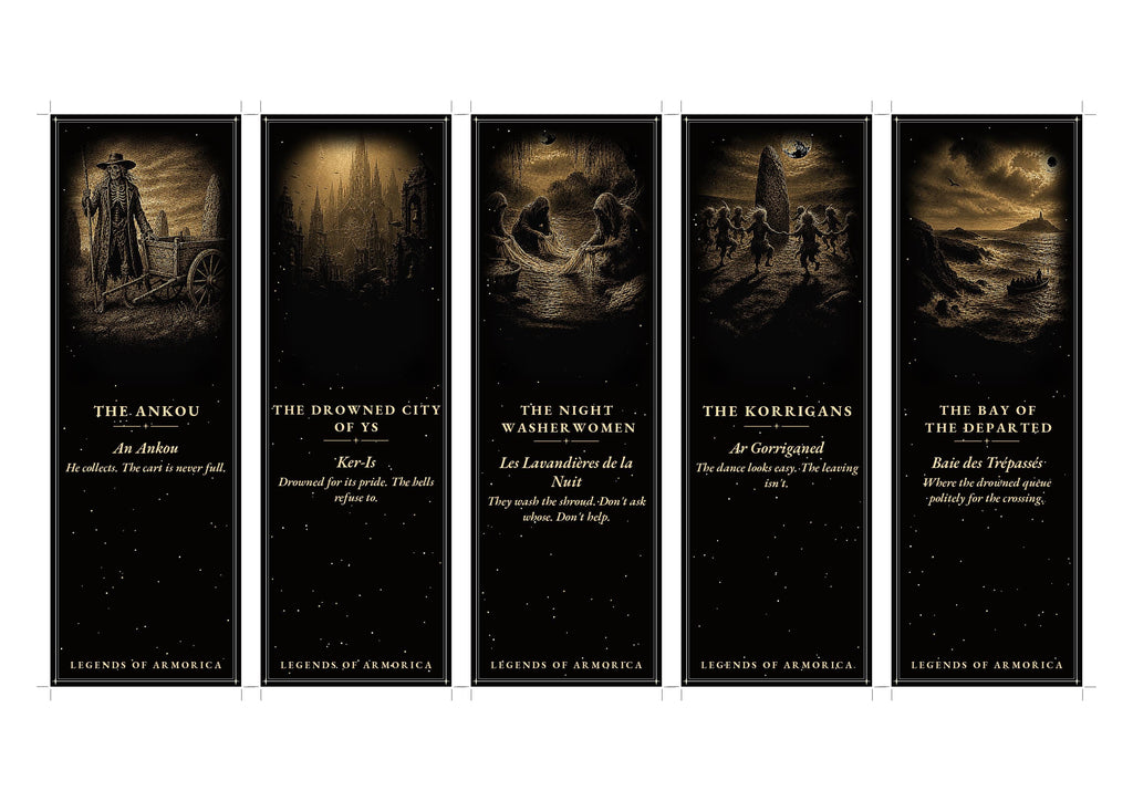 Legends of Armorica Printable Bookmarks | Dark Academia Gothic Bookmark Set | Breton Folklore Digital Download