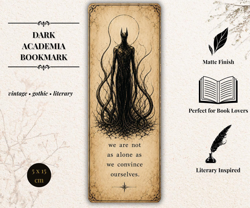 Dark Academia Bookmark, Gothic Raven Design | Vintage Literary Stationery | Ornate Key, Moth - Book Lover Gift