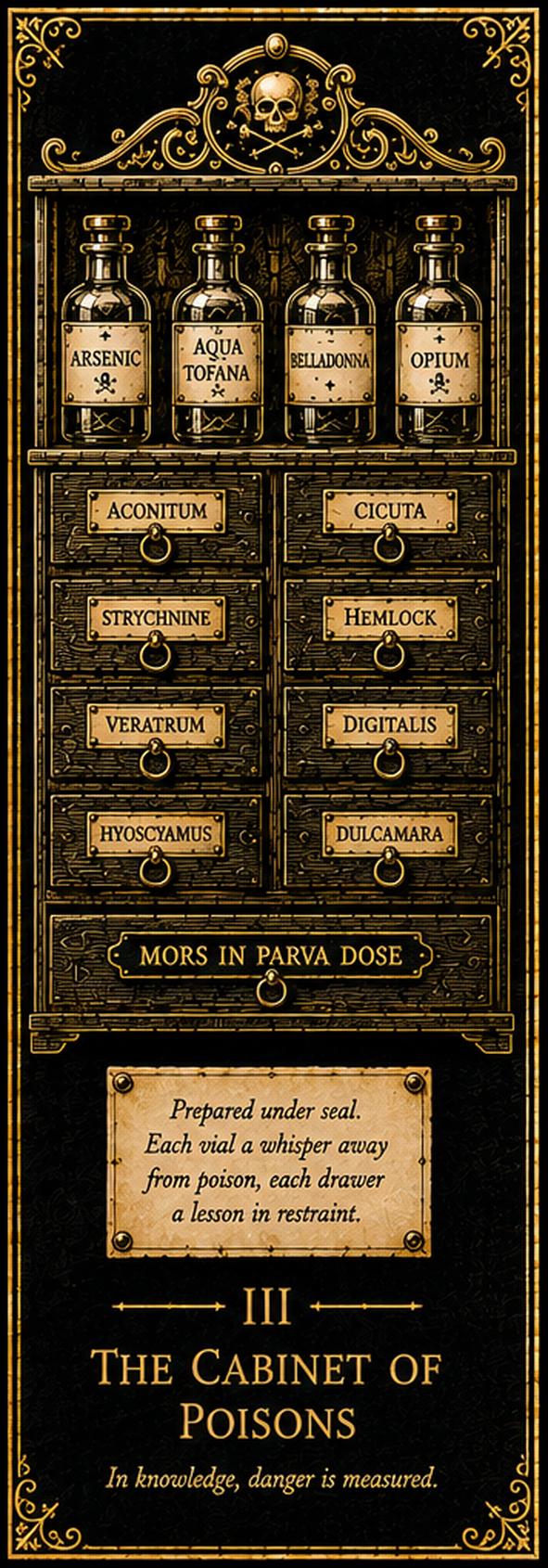 The Apothecary's Cabinet, Dark Academia Printable Bookmarks | Gothic Curiosities | Book Lover Gifts | Antique Gold Design