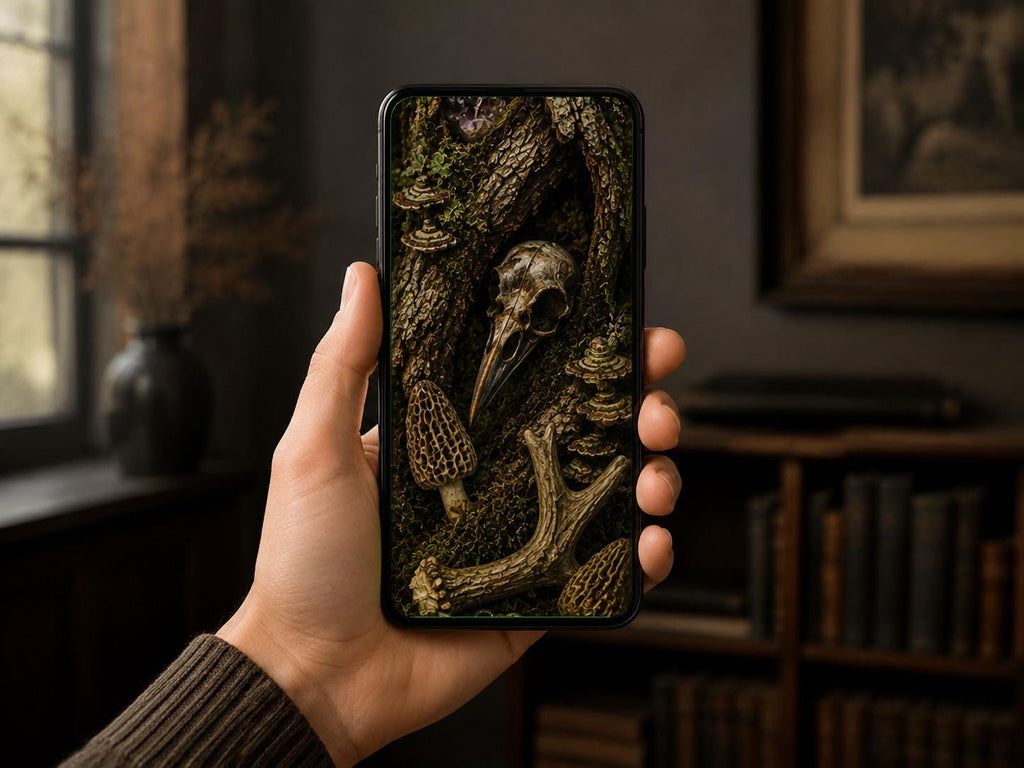 Goblincore Phone Wallpaper Bundle | Cabinet of Curiosities, Bones, Feathers (Digital Download)