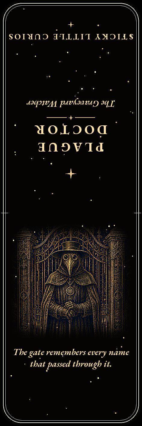 Plague Doctor Gothic Bookmark | Gold Linework, Standard or Magnetic | Dark Academia Page Marker, Memento Mori Design