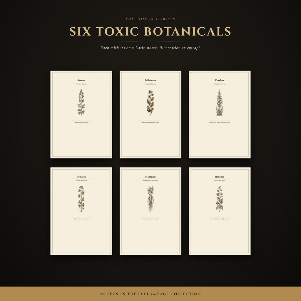 The Poison Garden - Grimoire of Forbidden Botanicals | Dark Academia Printable | Toxic Plants Journal Pages | Witchy Dividers