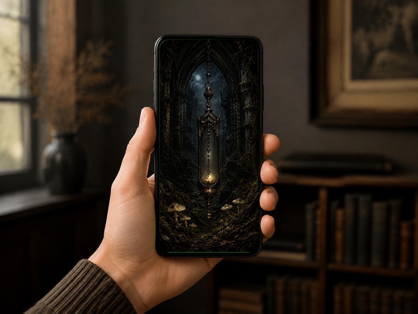 Forest Midnight Phone Wallpaper Bundle | Dark Goblincore Lock Screen (Digital Download)