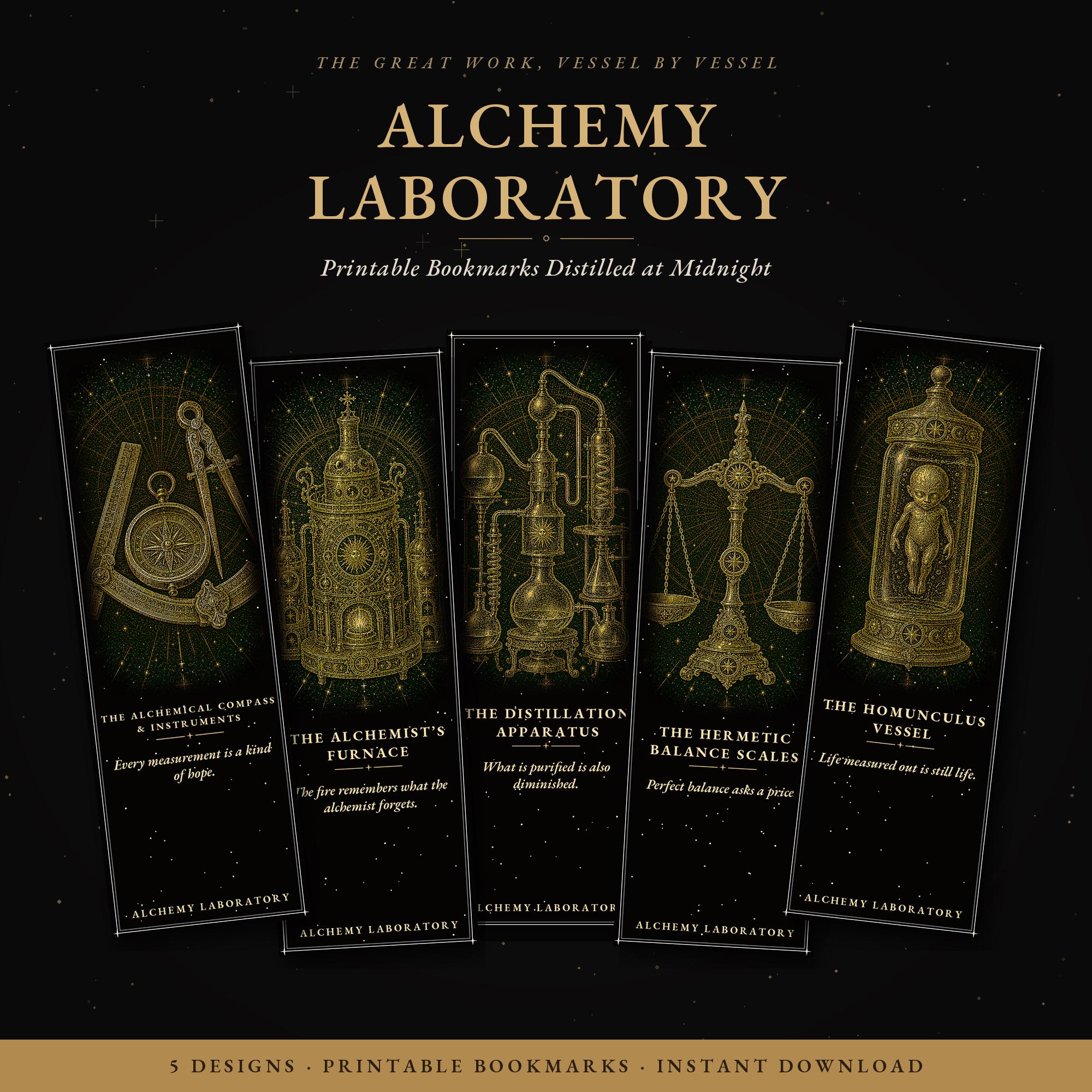 Alchemy Laboratory Printable Bookmarks, Dark Academia Gothic | Transmutation Art | Occult Stationery | Digital Download for Readers