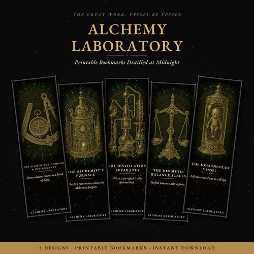 Alchemy Laboratory Printable Bookmarks, Dark Academia Gothic | Transmutation Art | Occult Stationery | Digital Download for Readers