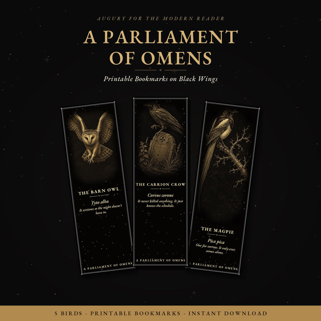 A Parliament of Omens Bookmark | Dark Academia Raven Crow Bookmark | Standard or Magnetic Page Marker