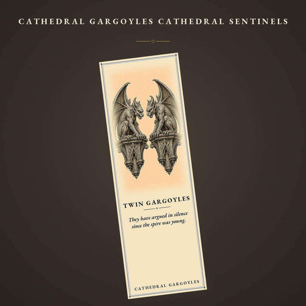 Cathedral Sentinels Printable Bookmarks | Dark Academia Art, Gargoyle Designs | Occult Stationery, Reader Gift