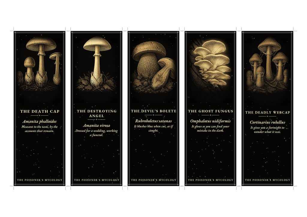 The Poisoner's Mycology Printable Bookmarks | Dark Academia Gothic Bookmark Set | Mushroom Digital Download