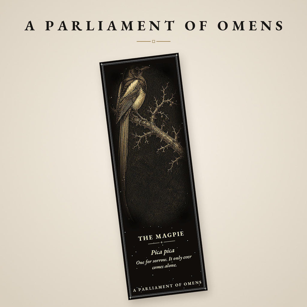 A Parliament of Omens Bookmark, Dark Academia Raven | Gold Detail | Magnetic Page Marker, Witchy Book Lover