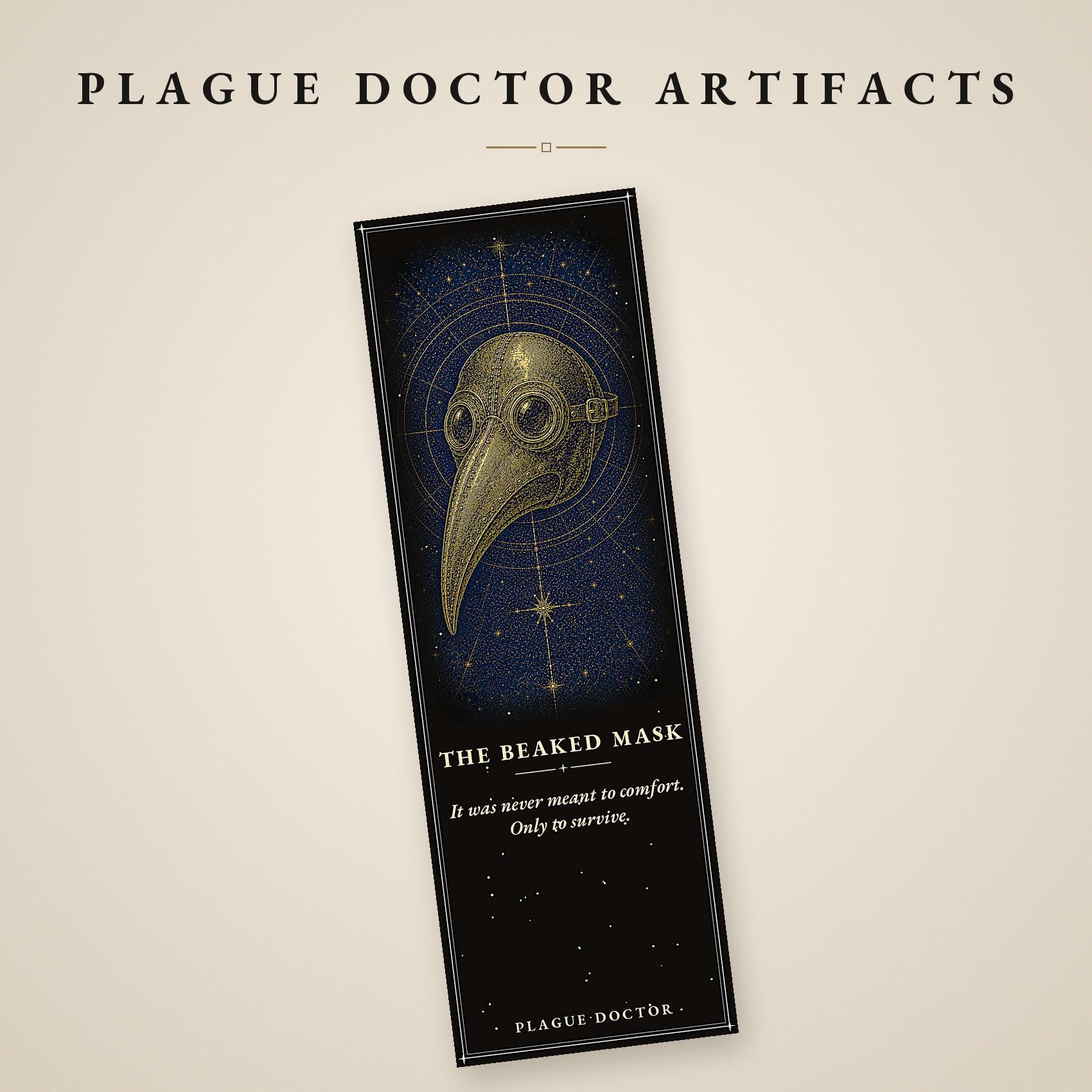 Plague Doctor Artifacts Printable Bookmarks | Dark Academia Gothic | Beaked Mask Design | Occult Stationery | Digital Download