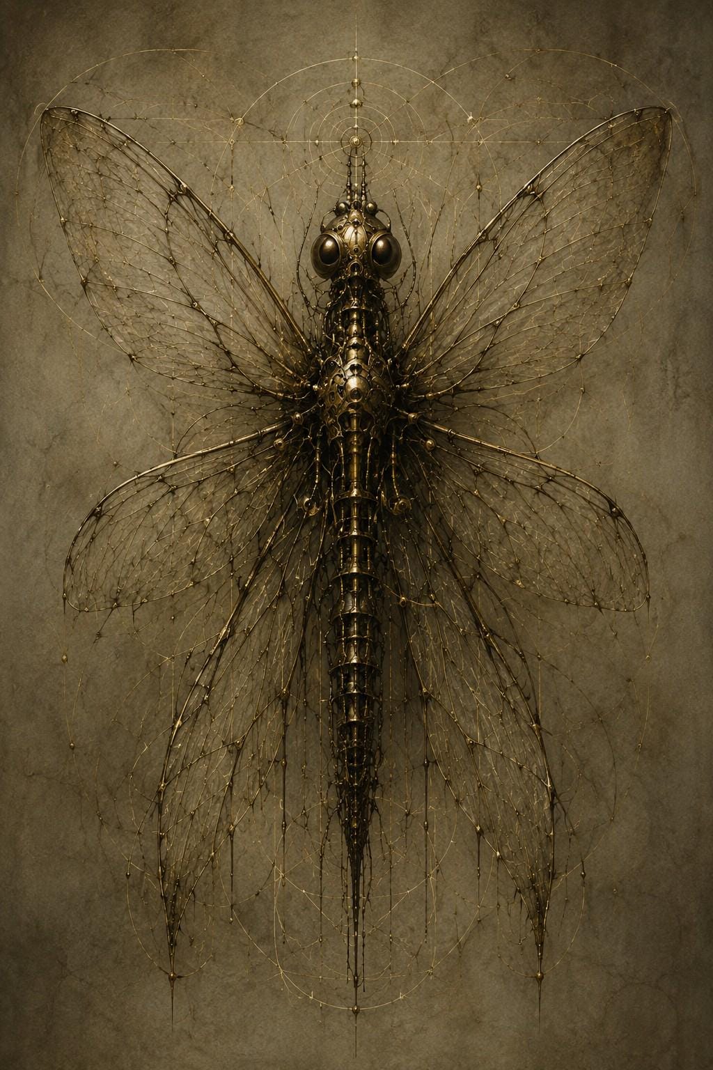 Insects & Wings Biomechanical Phone Wallpaper | Dark Academia Lock Screen | Gothic Sci-Fi Digital Art | Anatomical Study
