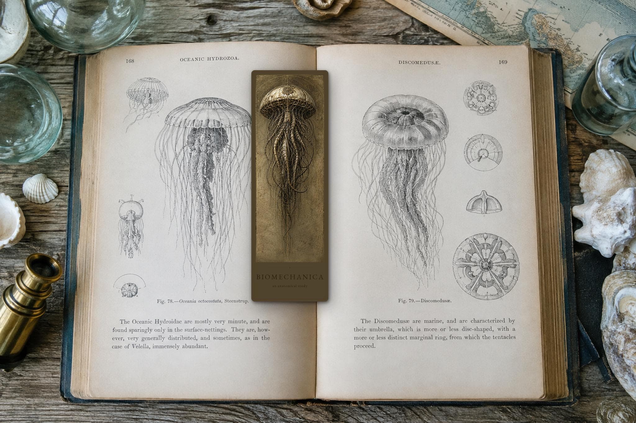 Jellyfish Biomechanical Bookmark, Dark Academia Gothic | Anatomical Art Page Marker | Magnetic or Standard