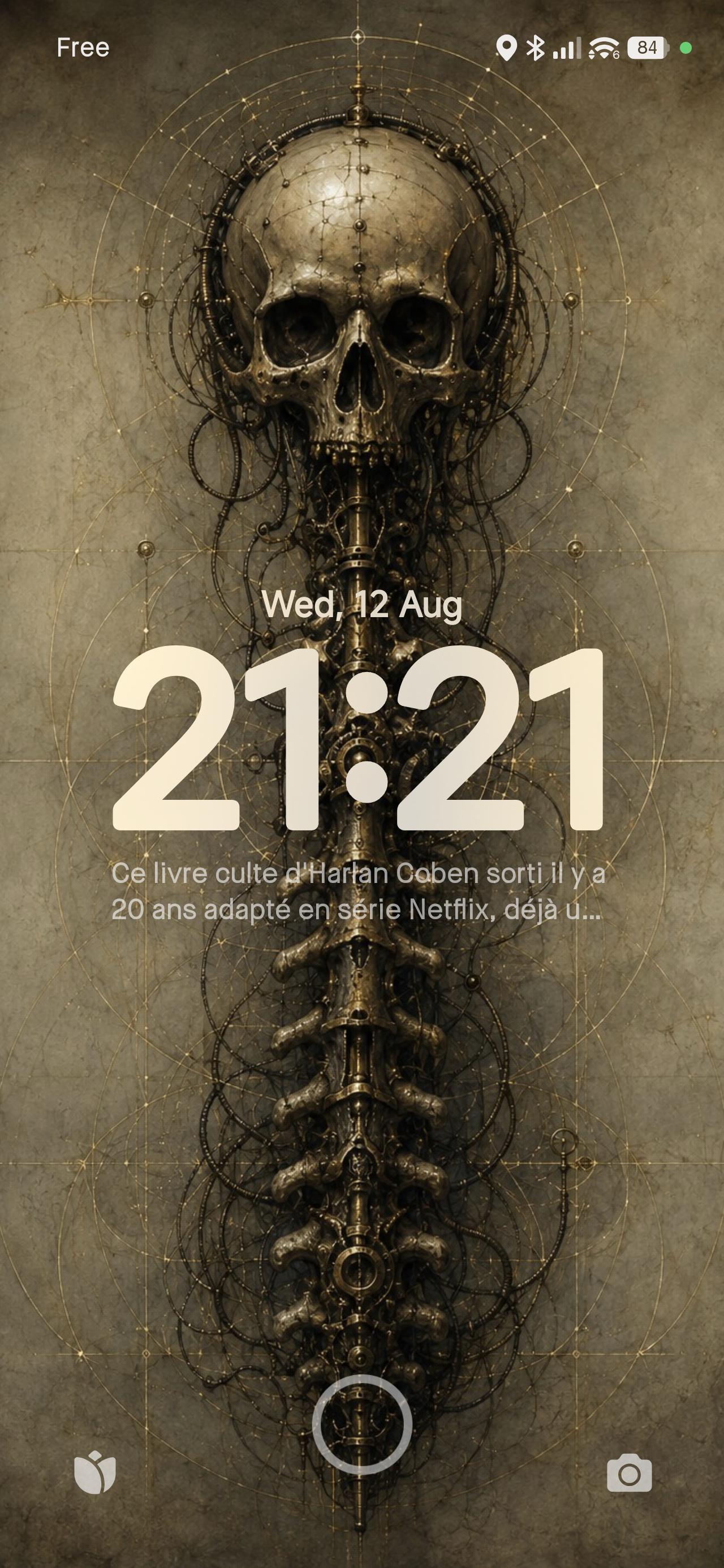 Skull and Spine Biomechanical Wallpaper | Dark Academia Lock Screen | Gothic Surreal Art | Brass Bone Aesthetic | Anatomy Engine