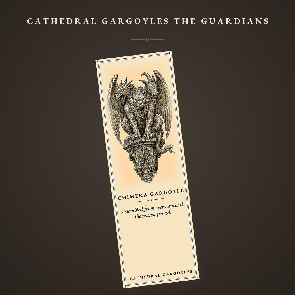 Cathedral Gargoyles – The Guardians, Printable Bookmarks | Dark Academia Gothic | Occult Stationery | Book Lover Gift