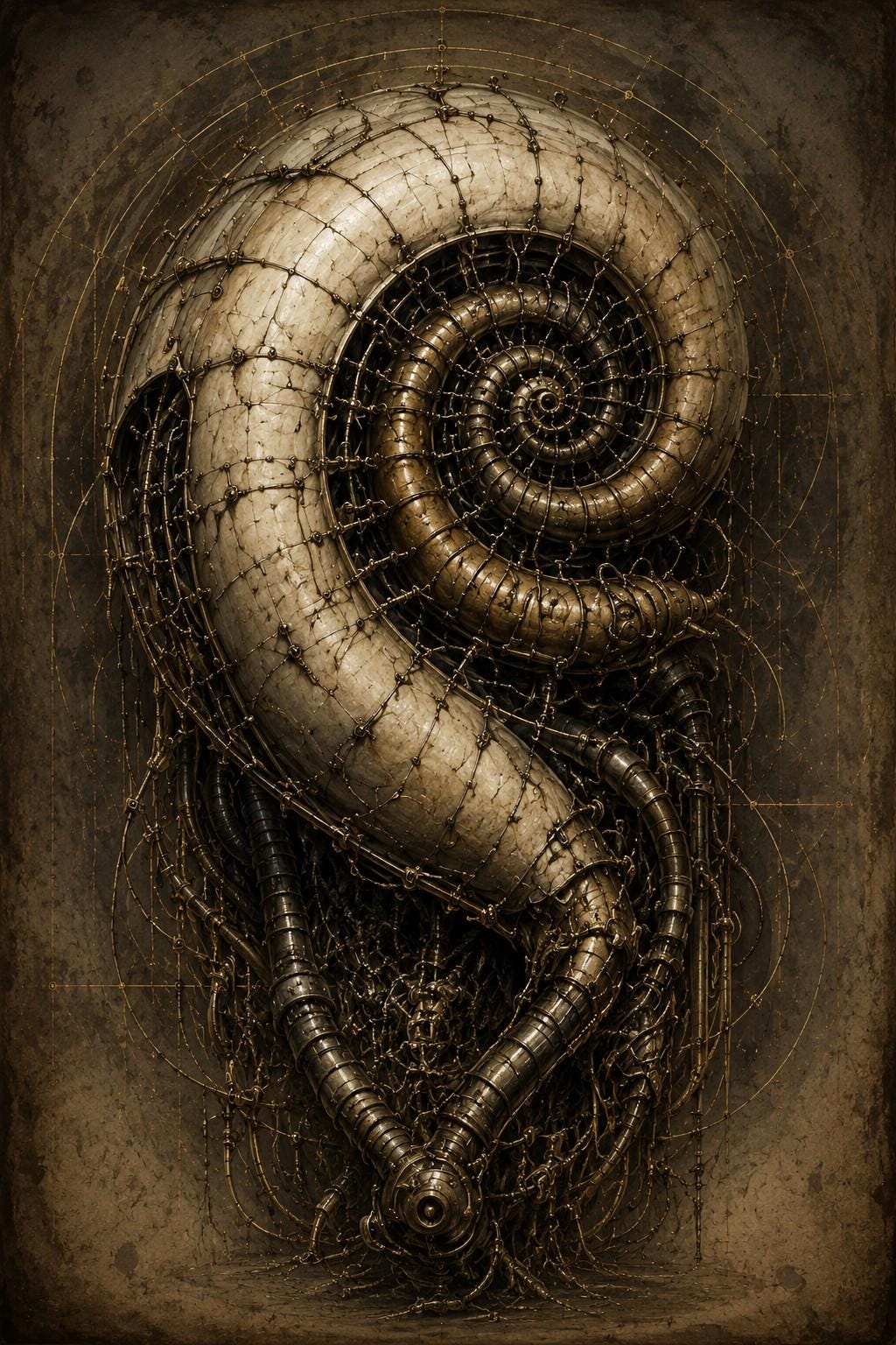 Creatures of the Deep: Biomechanical Lock Screen | Dark Academia | Anatomical Study | Digital Download