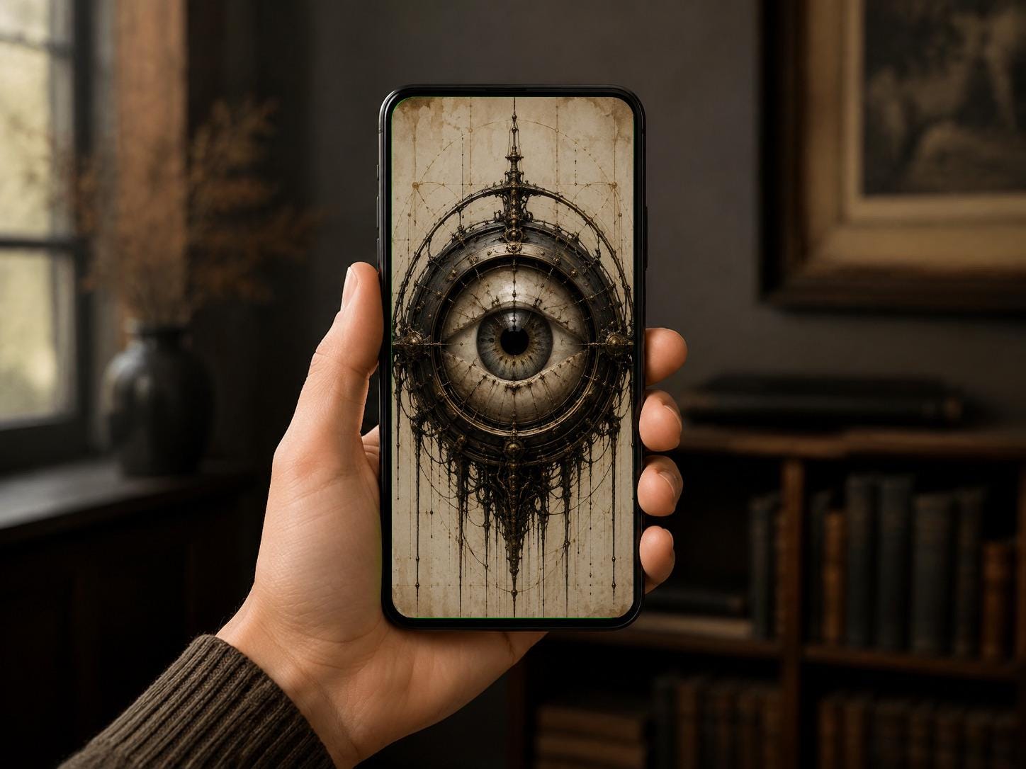Eyes & Orbs Biomechanical Lock Screen | Dark Academia Wallpaper | Anatomical Study Art | Gothic Sci-Fi Digital Download