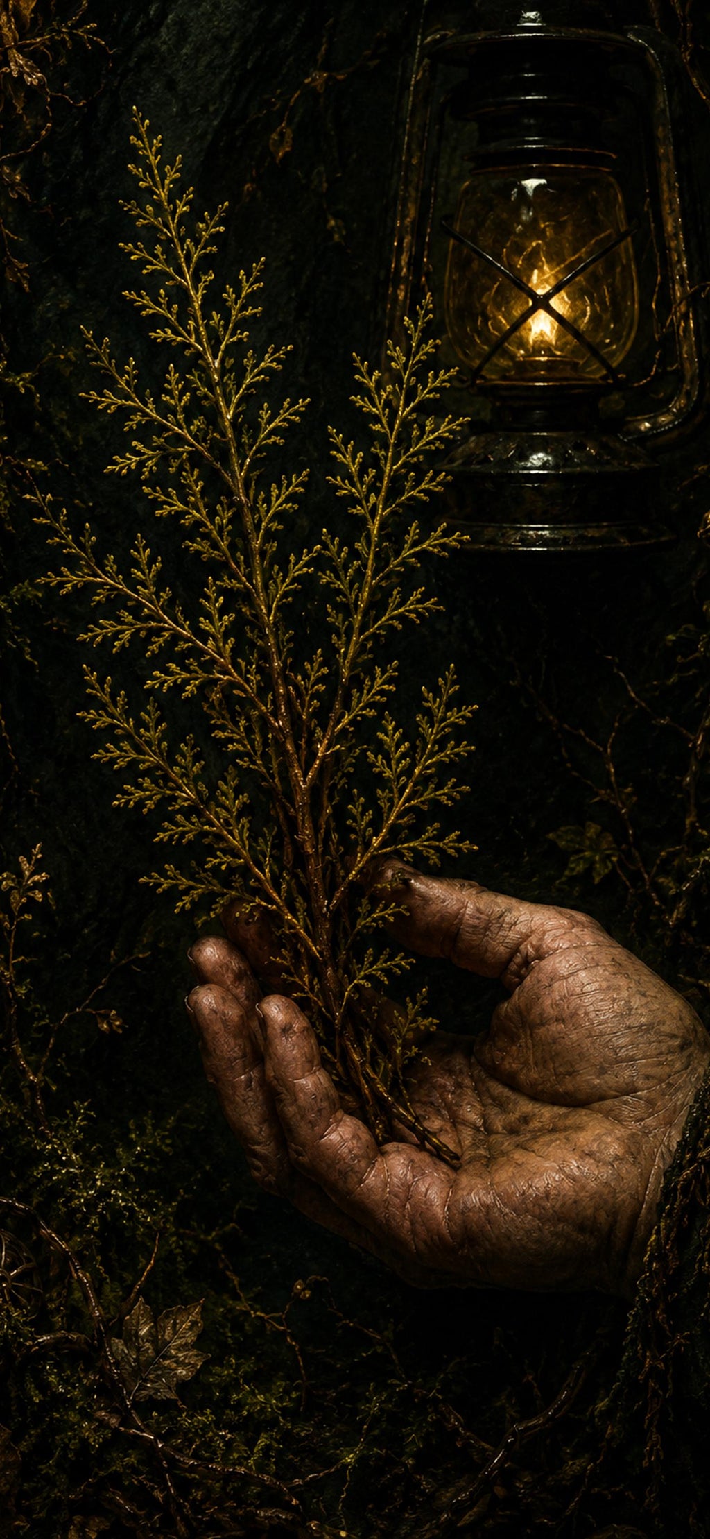 Nocturnal Foraging, Goblincore Lock Screen | Moth & Lantern Wallpaper | iPhone, Android Digital Set