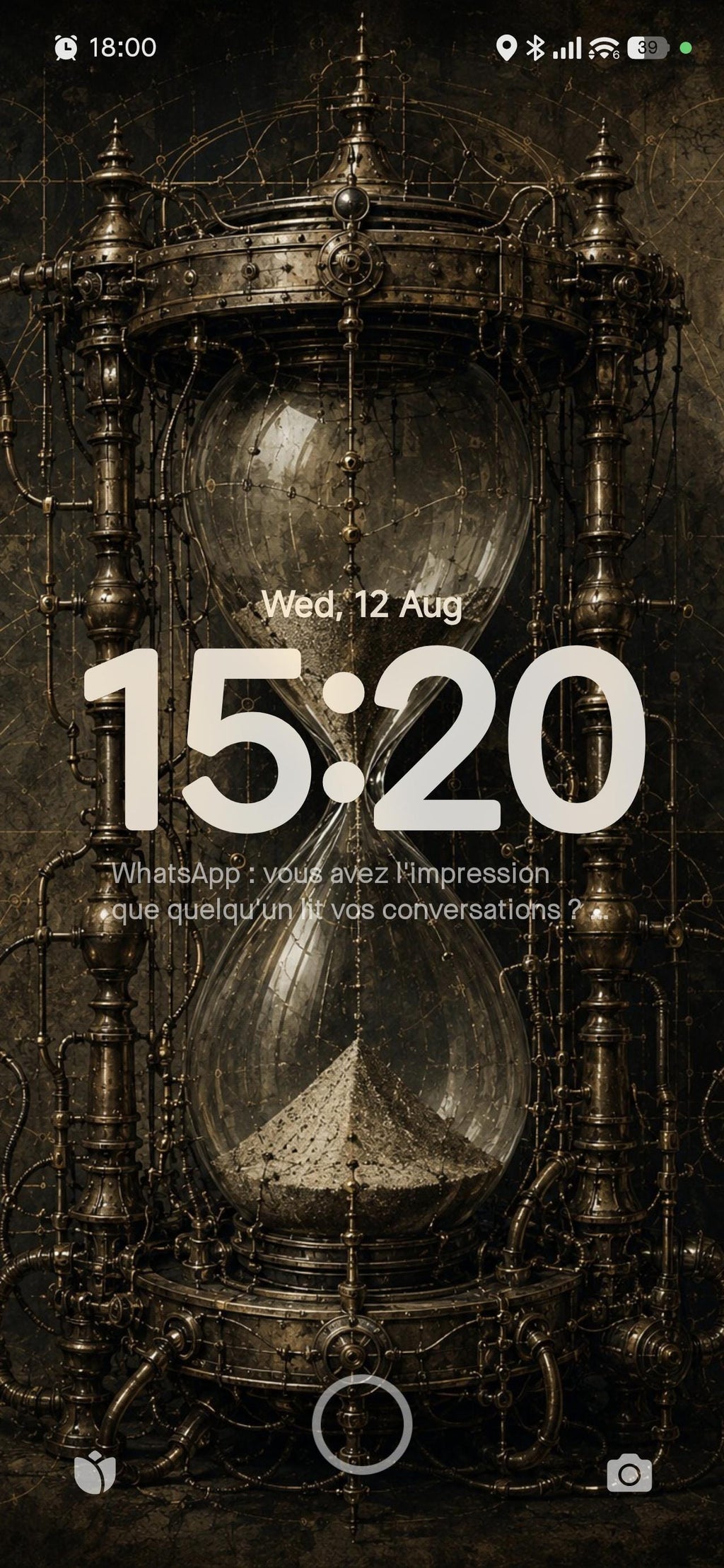 Hourglass, Biomechanical Phone Wallpaper | Dark Academia Lock Screen | Steampunk Sci-Fi Digital Download