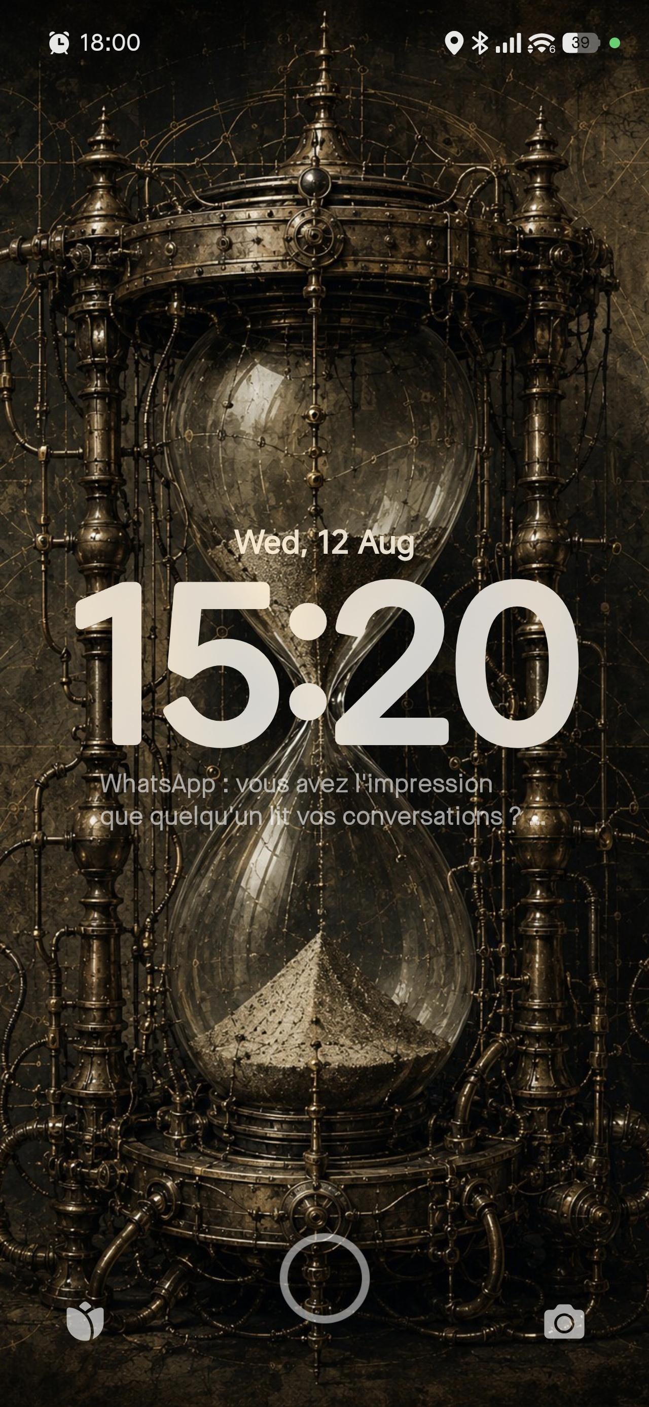 Hourglass, Biomechanical Phone Wallpaper | Dark Academia Lock Screen | Steampunk Sci-Fi Digital Download